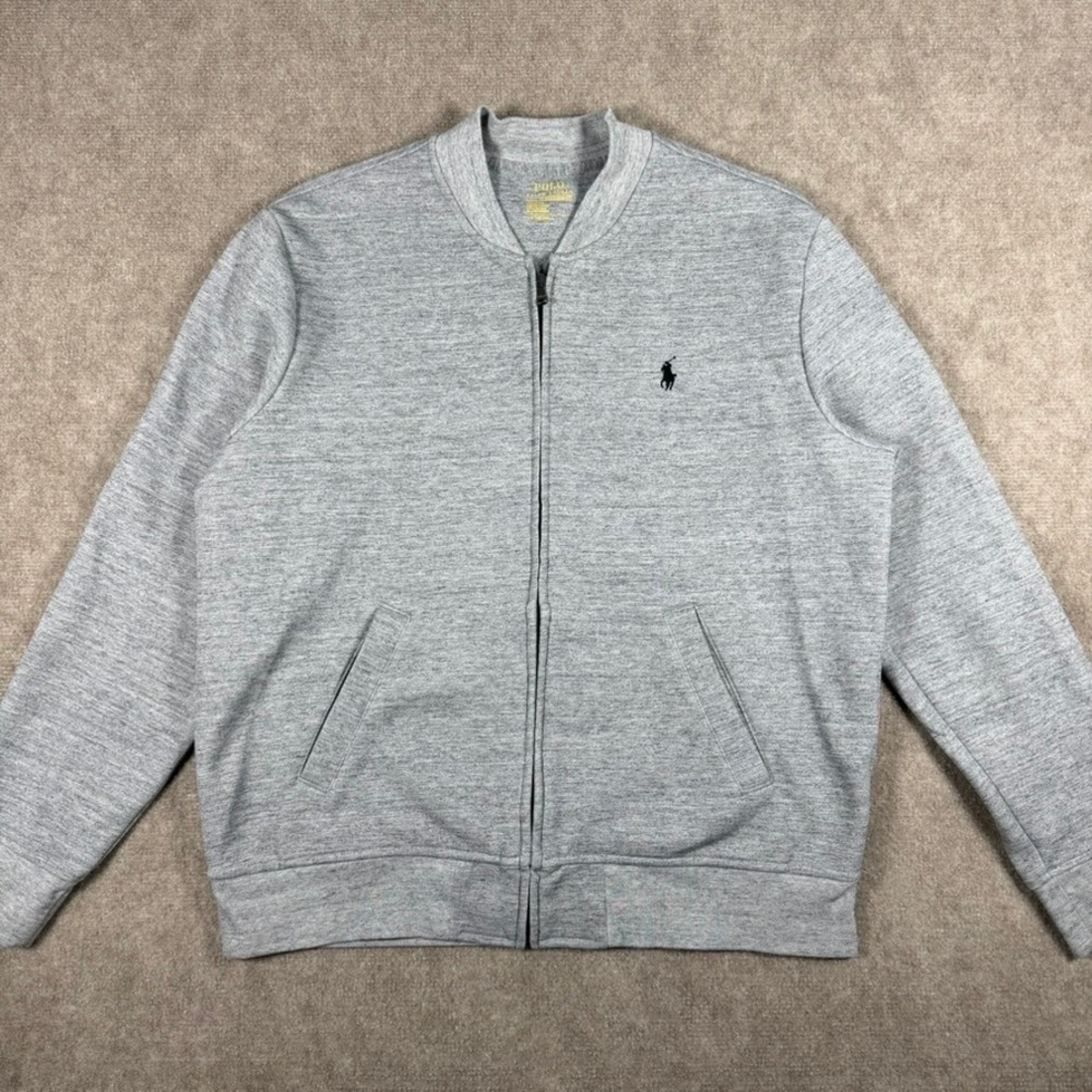 Polo Ralph Lauren Performance Mens Large Gray Full Zip Bomber Jacket Pony Logo